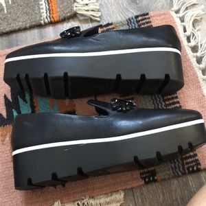 Leather black platform shoes Karl Lagerfeld